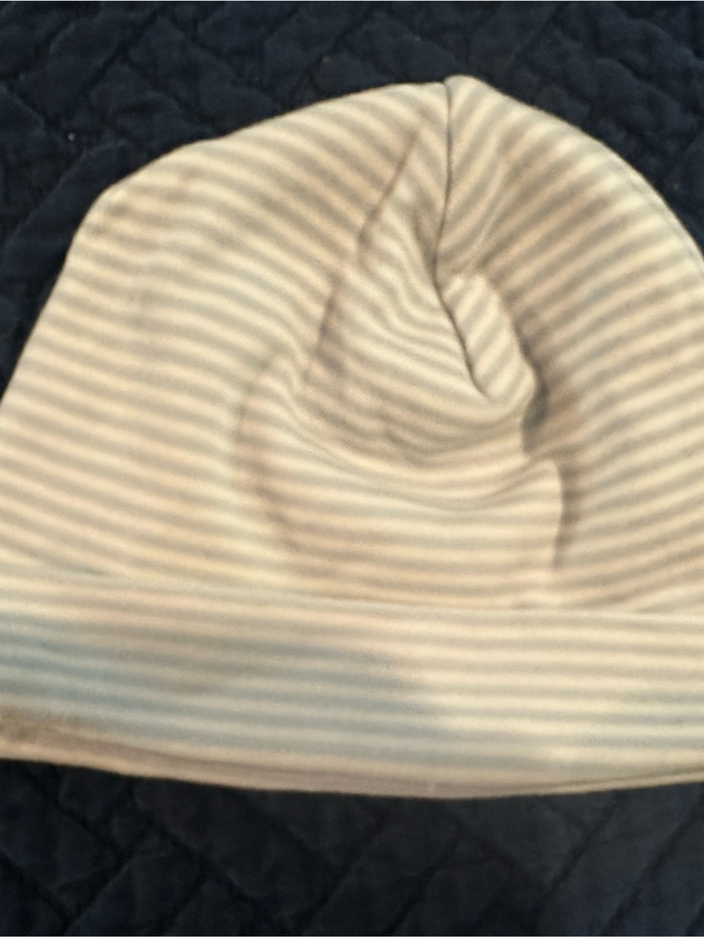 Kissy Kissy Light Blue & Cream Striped Infant Beanie Cotton Hat Size SM